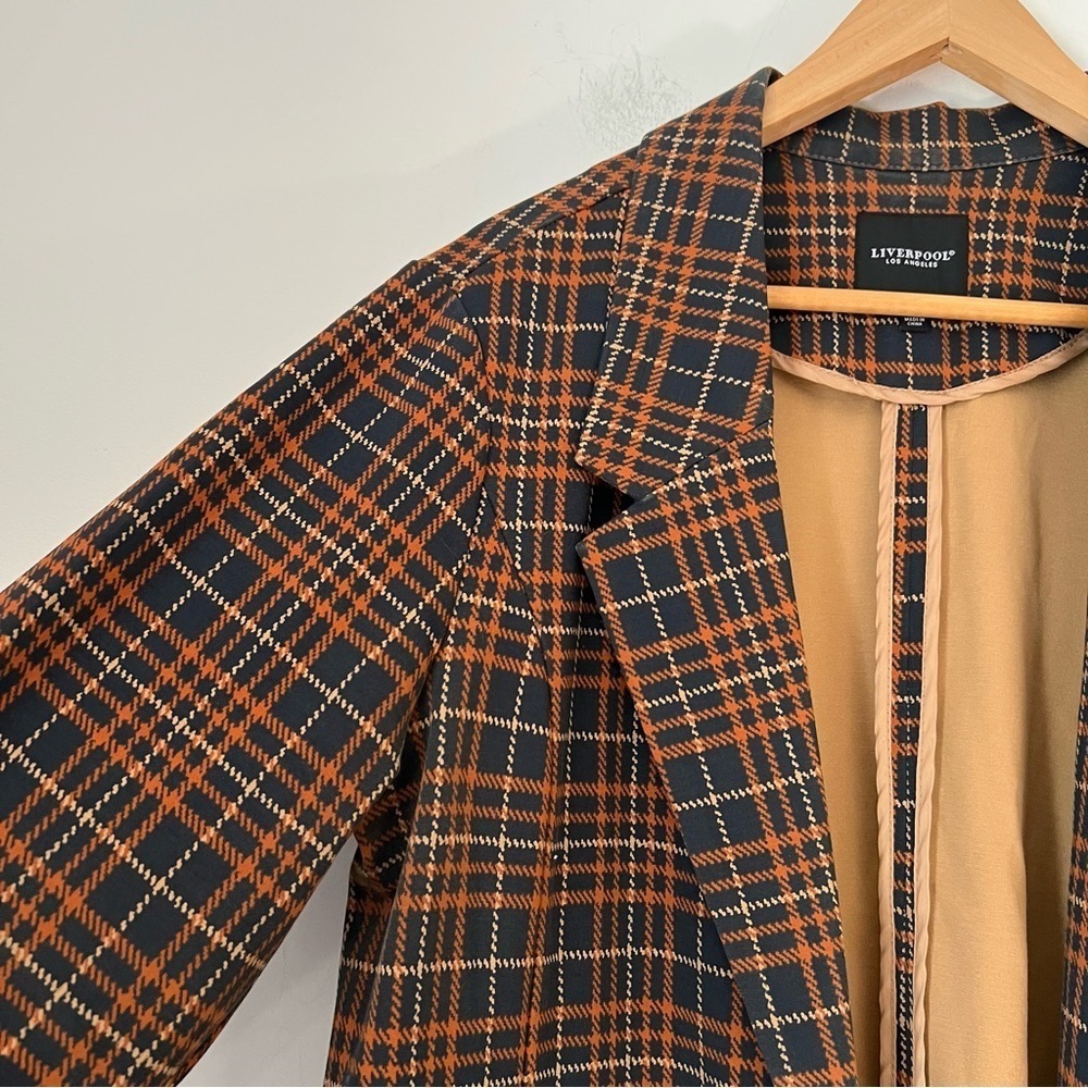 Liverpool Los Angeles Open Longline Boyfriend Jersey Knit Blazer Fall Plaid - Picture 6 of 16
